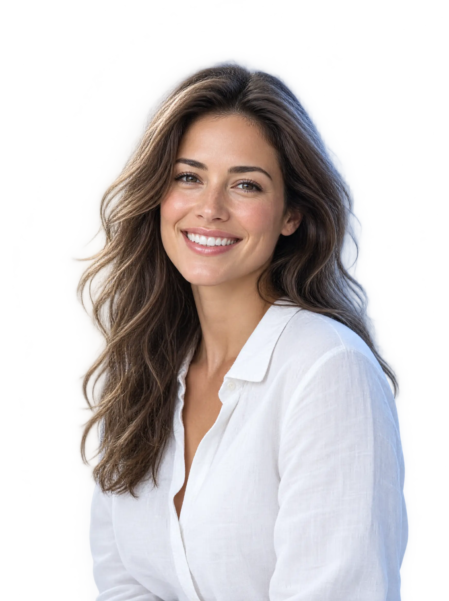 Smiling woman with a natural, bright smile
