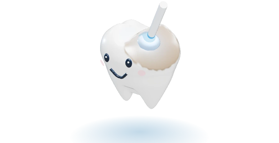 Chipped tooth with tooth-coloured resin and a curing light