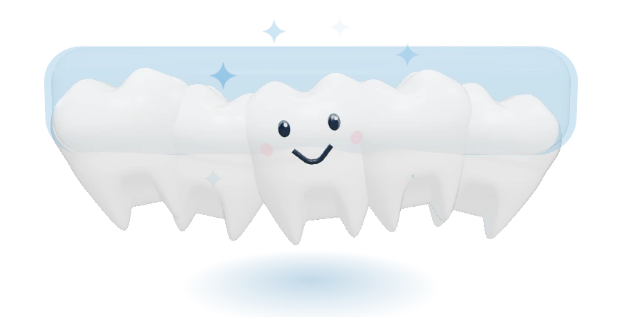 Row of teeth under a clear aligner