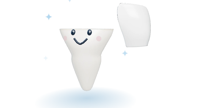 Short, worn front tooth with an ultra-thin shell beside it