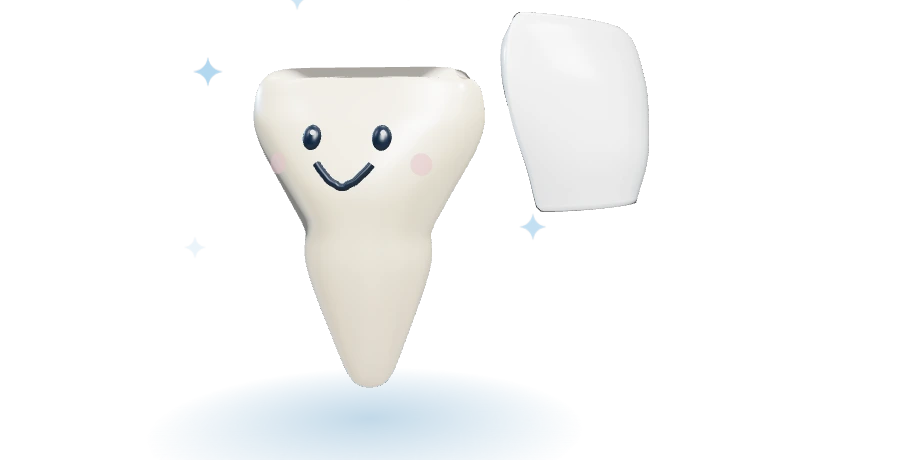 Front tooth with a porcelain veneer shell beside it