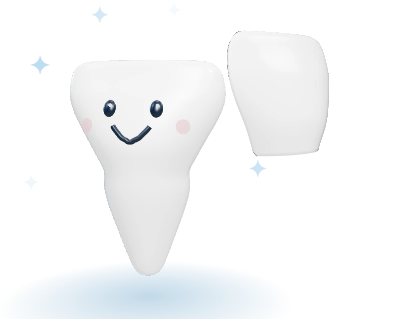 An untouched front tooth with an ultra-thin porcelain shell beside it